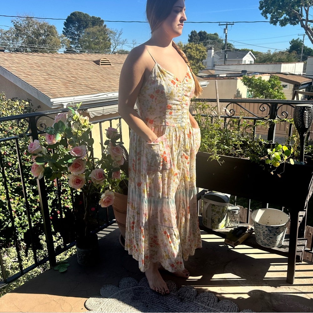Spell Cream Maxi Dress with Pastel Floral Print - Picture 5 of 7